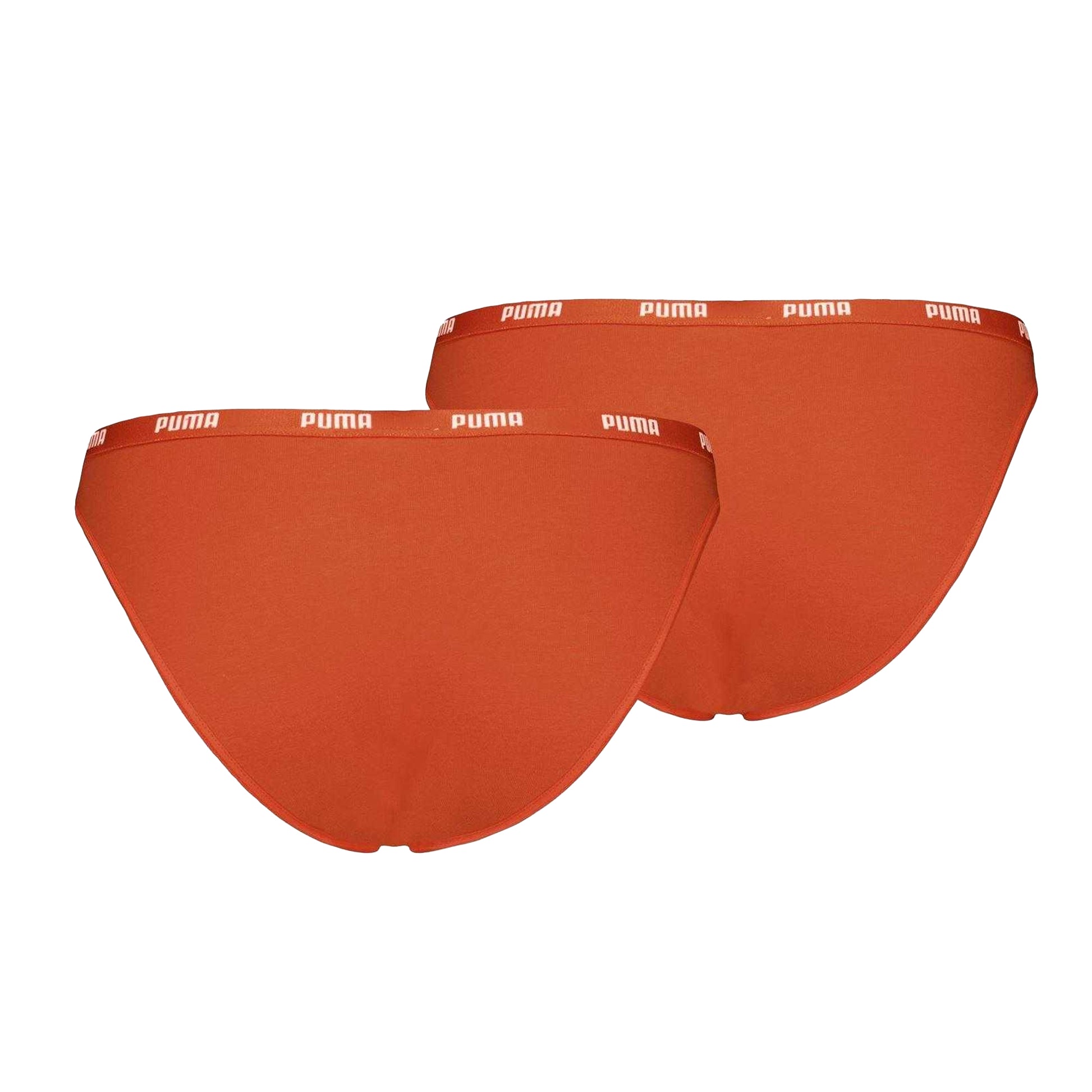 Flame Orange - Back - Puma Womens-Ladies Logo Bikini Bottoms (Pack of 2)