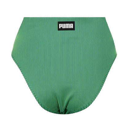 Green - Back - Puma Womens-Ladies Stripe High Waist Bikini Bottoms