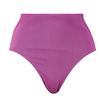 Pink - Front - Puma Womens-Ladies Stripe High Waist Bikini Bottoms