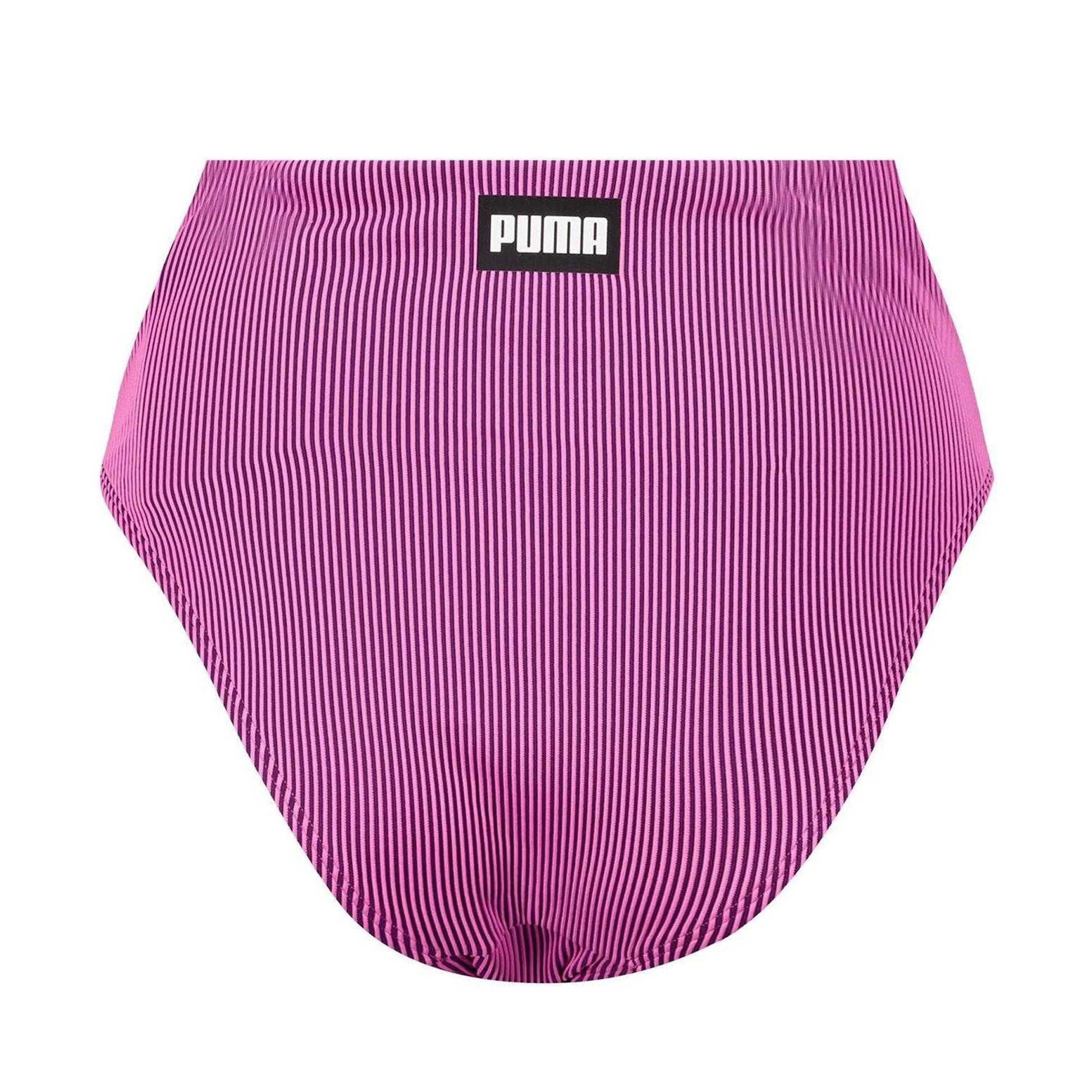 Pink - Back - Puma Womens-Ladies Stripe High Waist Bikini Bottoms