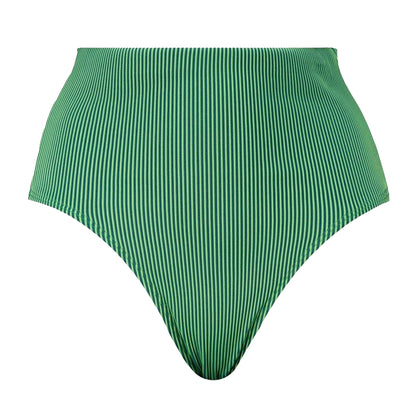 Green - Front - Puma Womens-Ladies Stripe High Waist Bikini Bottoms