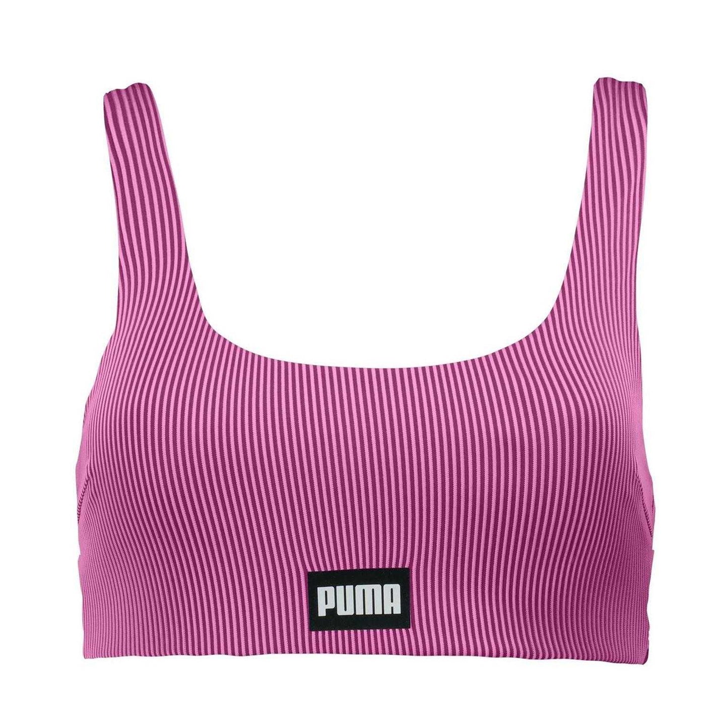 Pink - Front - Puma Womens-Ladies Stripe Scoop Neck Bikini Top