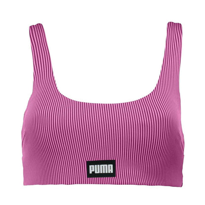 Pink - Front - Puma Womens-Ladies Stripe Scoop Neck Bikini Top