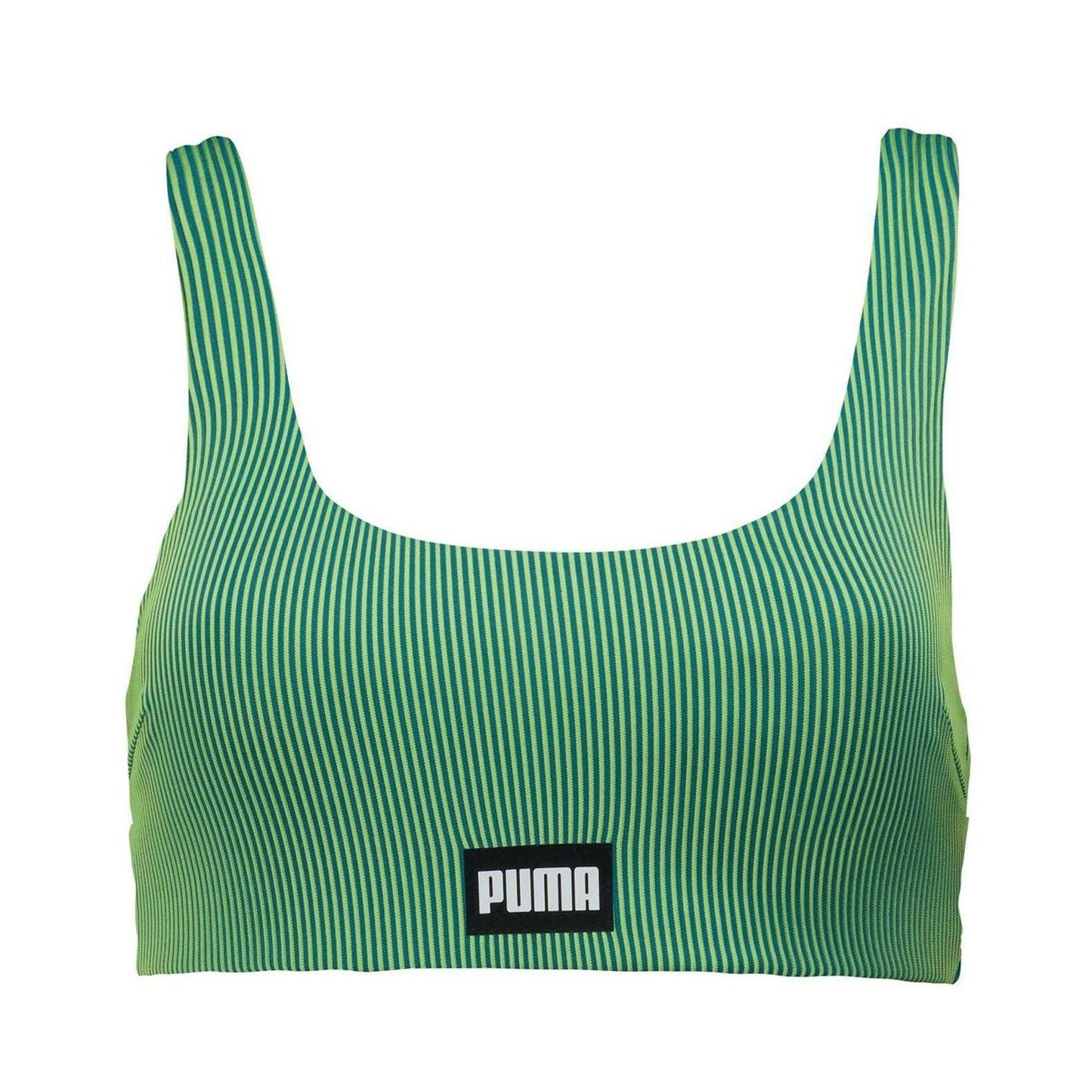 Green - Front - Puma Womens-Ladies Stripe Scoop Neck Bikini Top