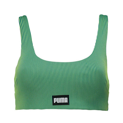 Green - Front - Puma Womens-Ladies Stripe Scoop Neck Bikini Top