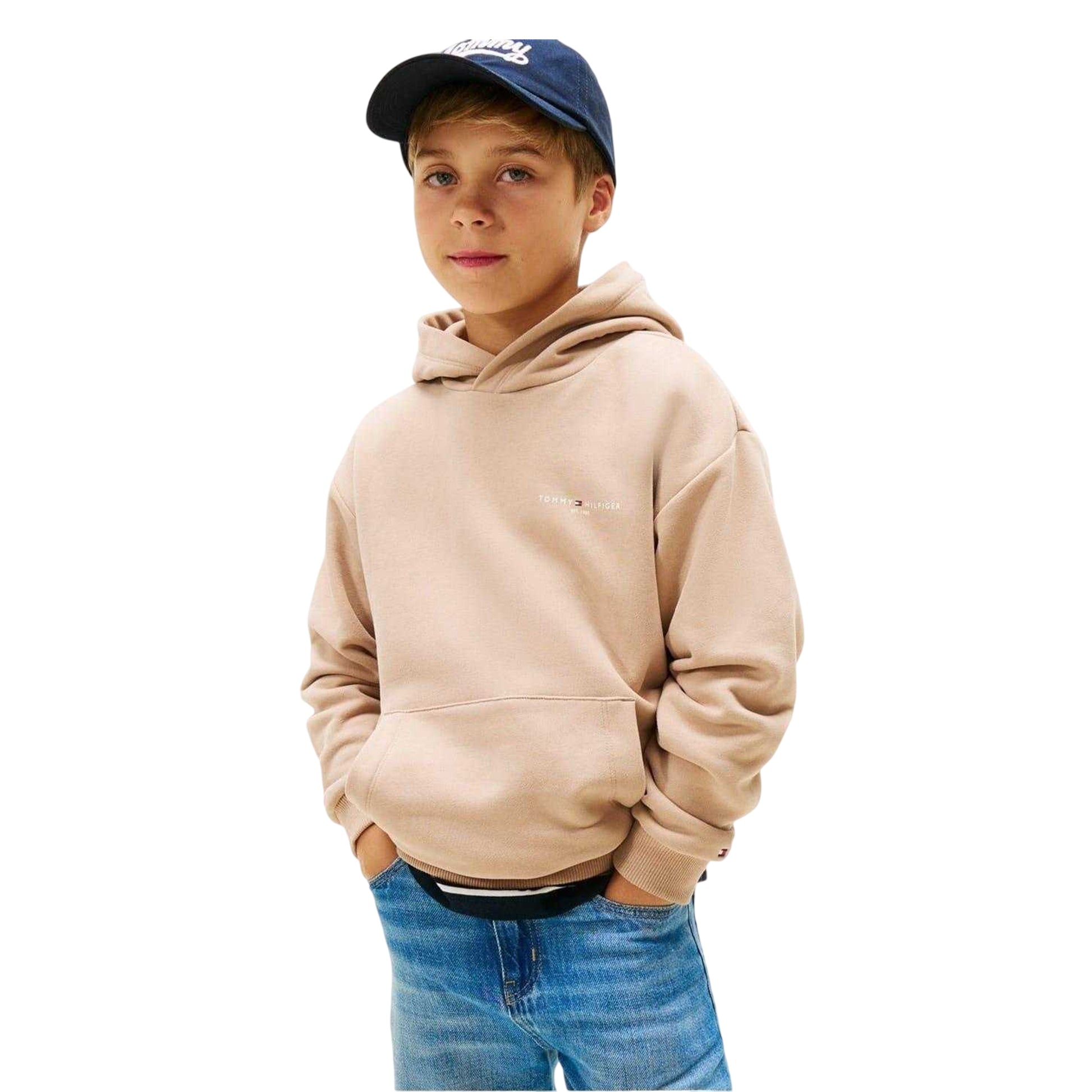 Beige - Back - Tommy Hilfiger Childrens-Kids Logo Hoodie