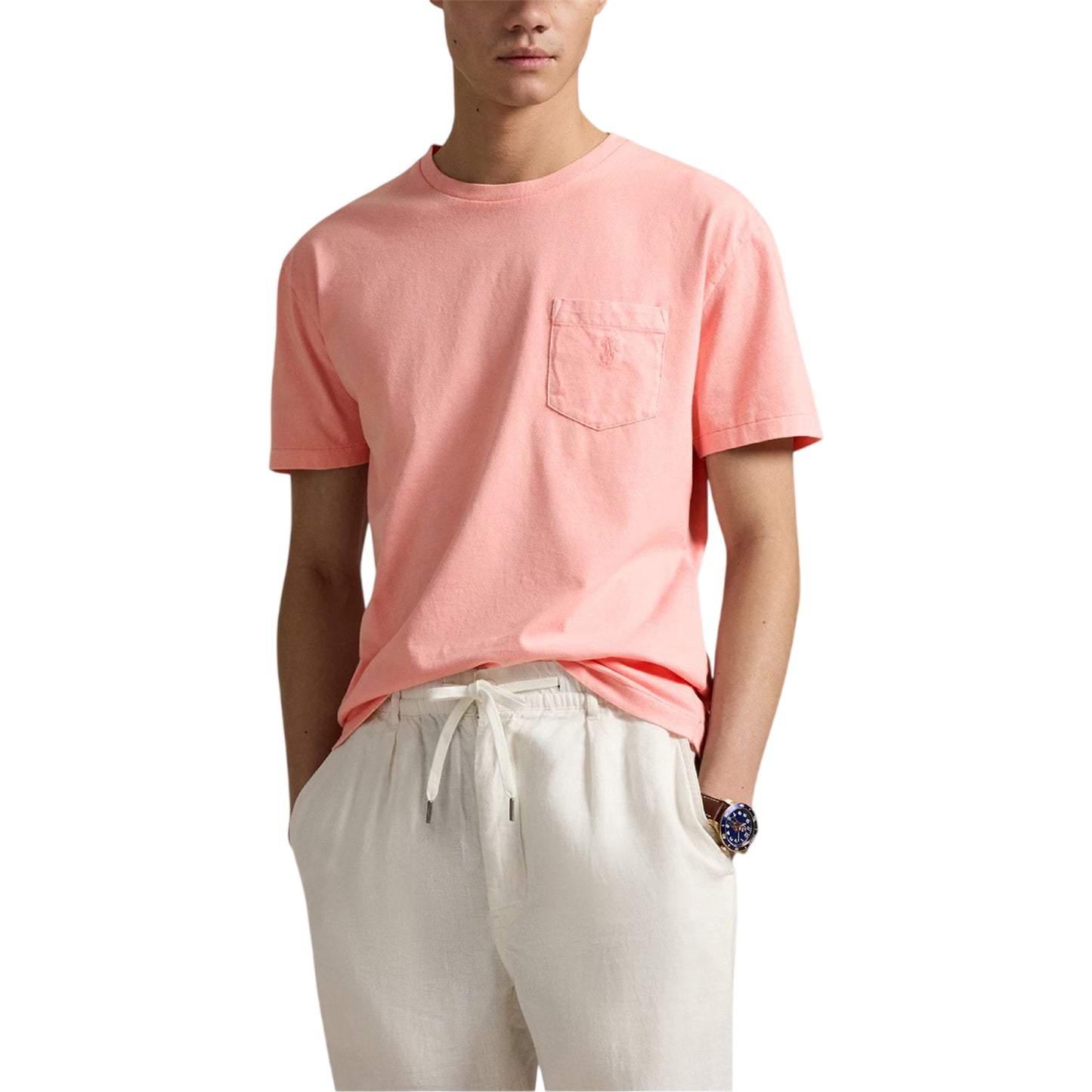 Rose - Side - Ralph Lauren Mens Embroidered Pocket Slim T-Shirt