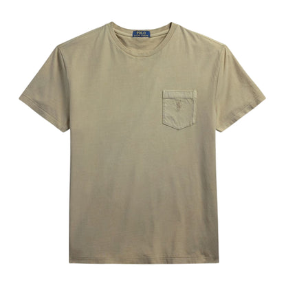 Olive - Front - Ralph Lauren Mens Embroidered Pocket Slim T-Shirt