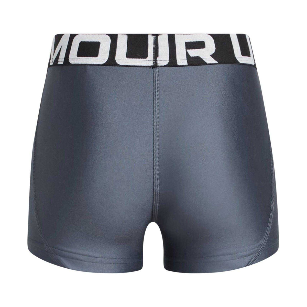 Grey-White - Back - Under Armour Girls Running Compression Shorts