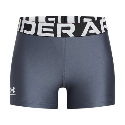 Grey-White - Front - Under Armour Girls Running Compression Shorts