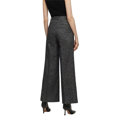 Grey - Back - Boss Womens-Ladies Tovette Wide Leg Trousers
