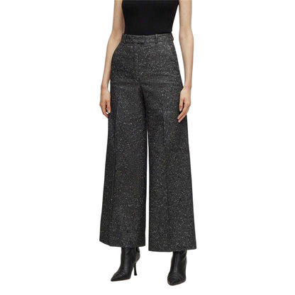 Grey - Side - Boss Womens-Ladies Tovette Wide Leg Trousers