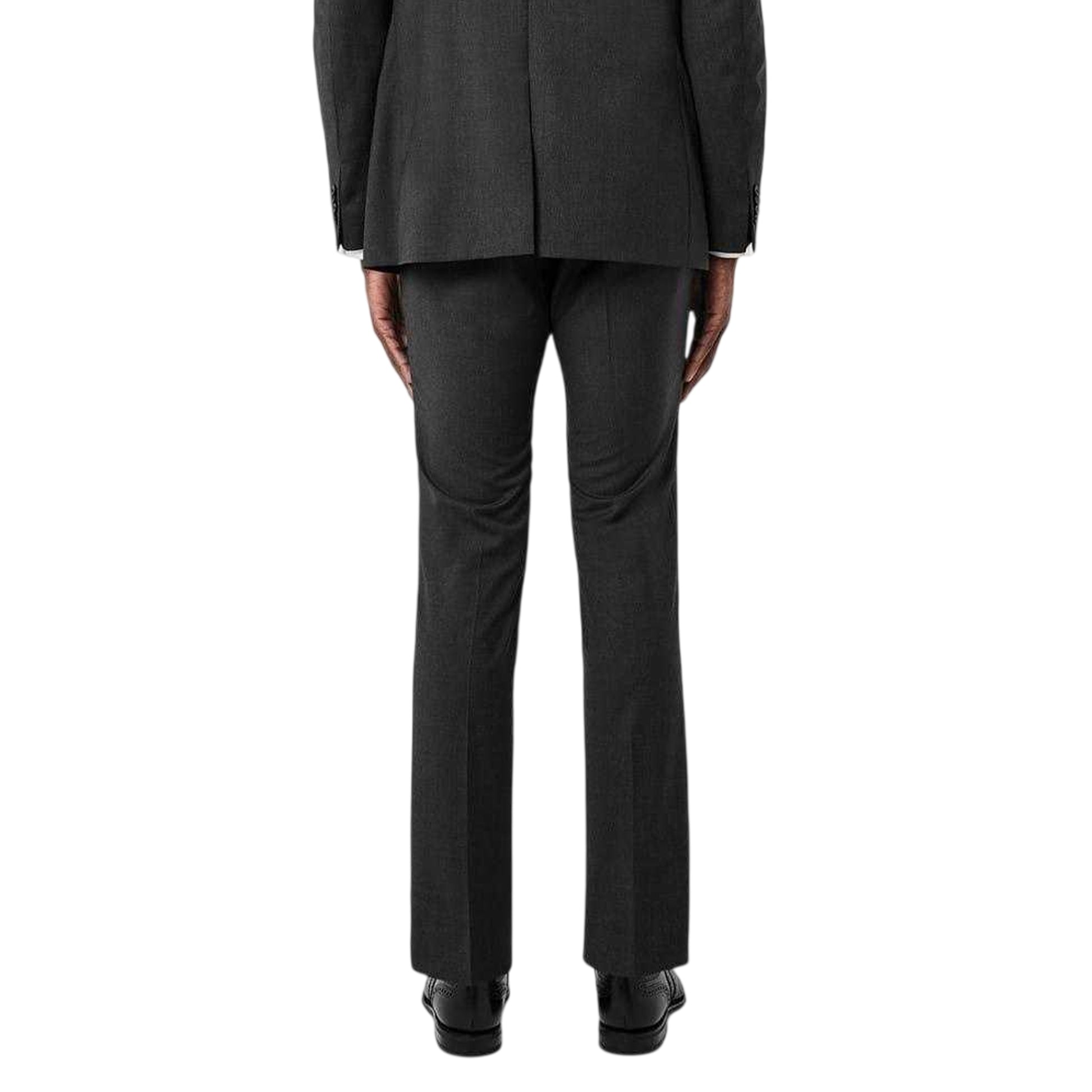 Charcoal - Back - Without Prejudice Mens Wool Blend Tapered Leg Slim Suit Trousers