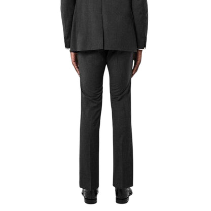 Charcoal - Back - Without Prejudice Mens Wool Blend Tapered Leg Slim Suit Trousers