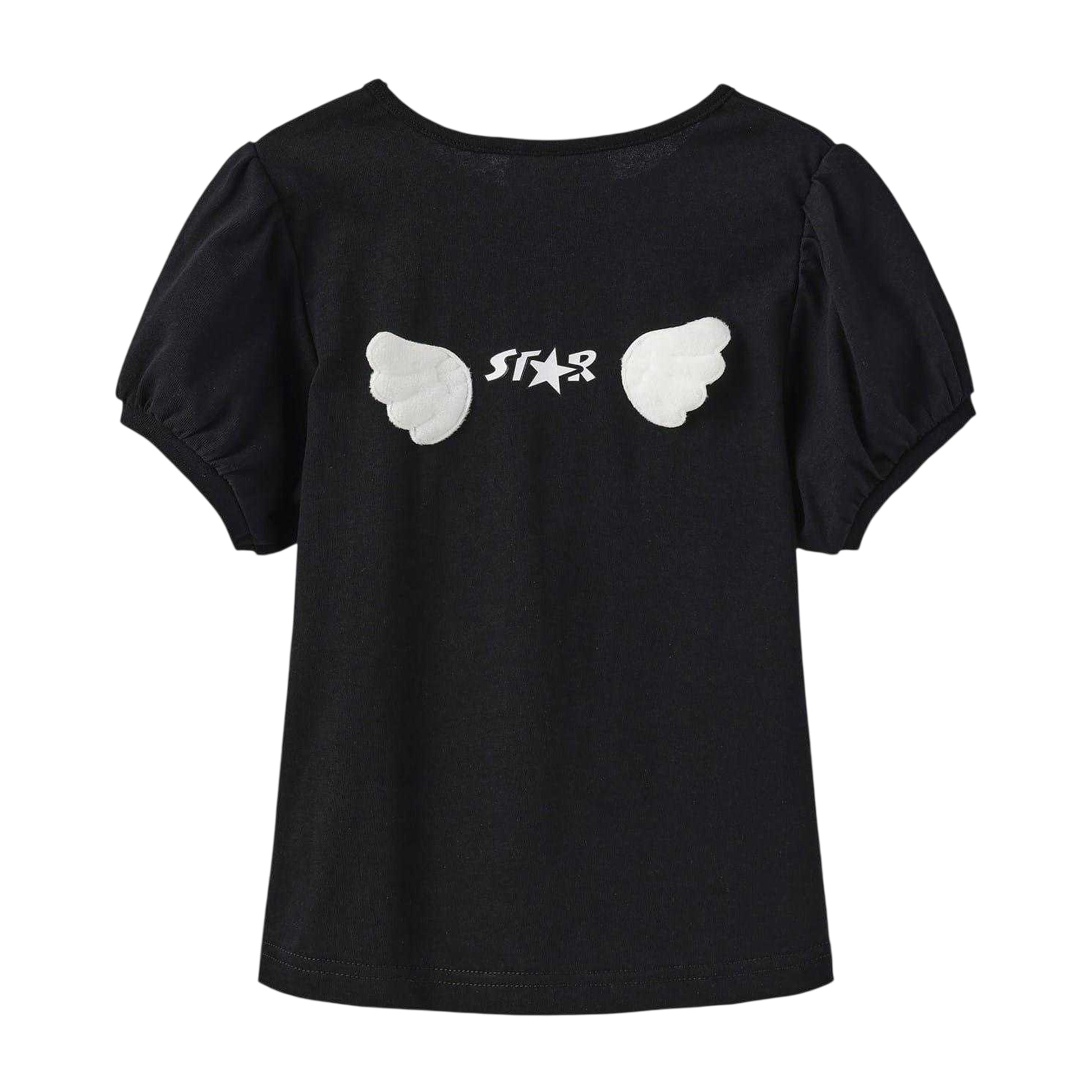 Black - Back - Star Girls Star Puff Sleeve T-Shirt