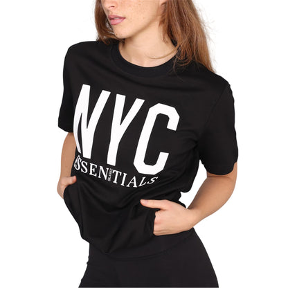 Black - Side - Blank Essentials Womens-Ladies Newyork Graphic Print T-Shirt