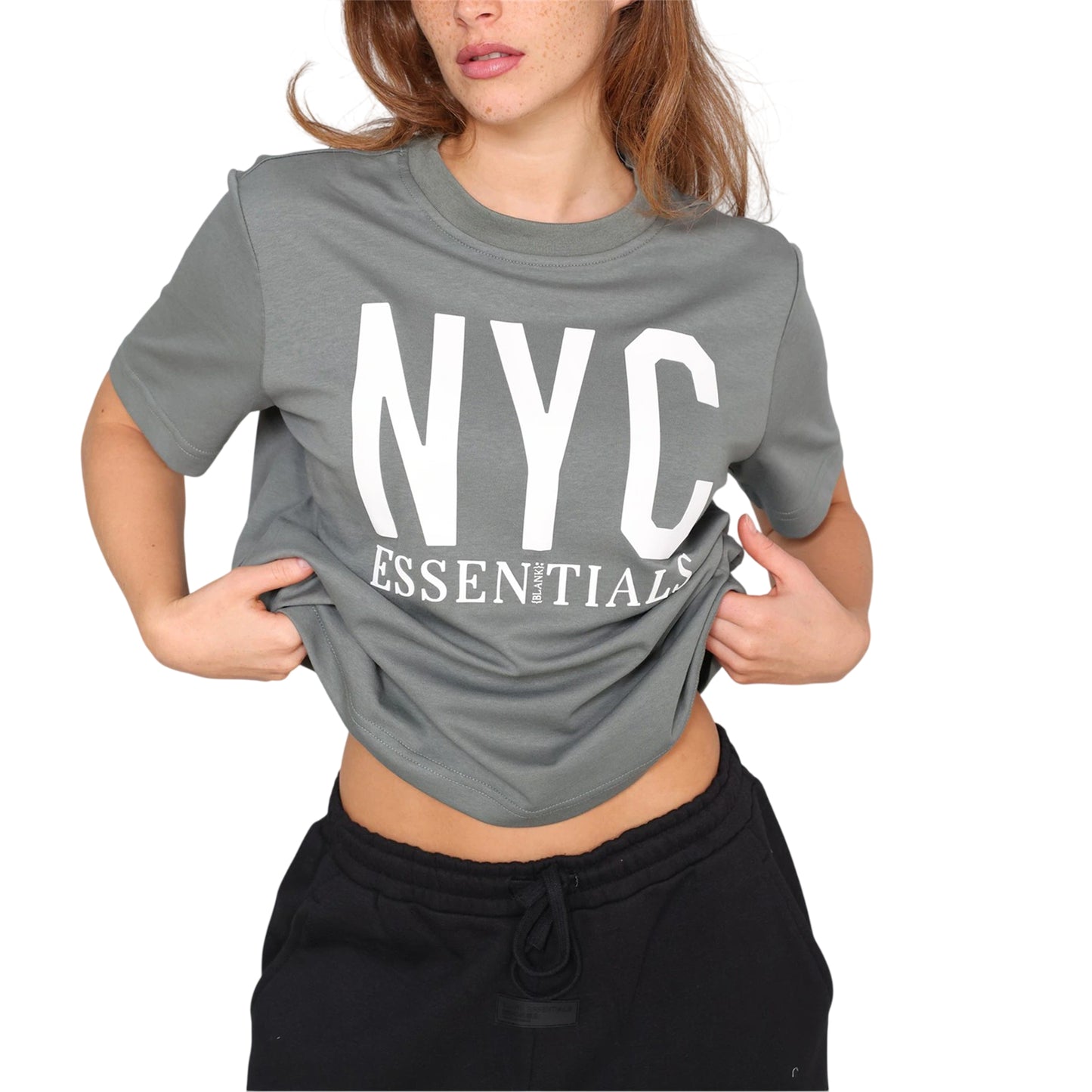 Sage - Side - Blank Essentials Womens-Ladies Newyork Graphic Print T-Shirt
