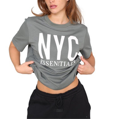 Sage - Side - Blank Essentials Womens-Ladies Newyork Graphic Print T-Shirt