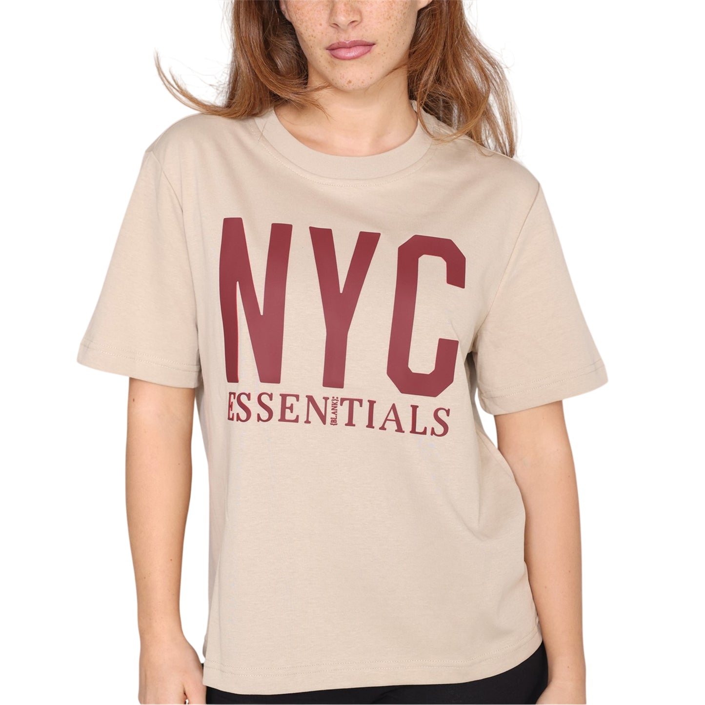 Summer Sand - Side - Blank Essentials Womens-Ladies Newyork Graphic Print T-Shirt