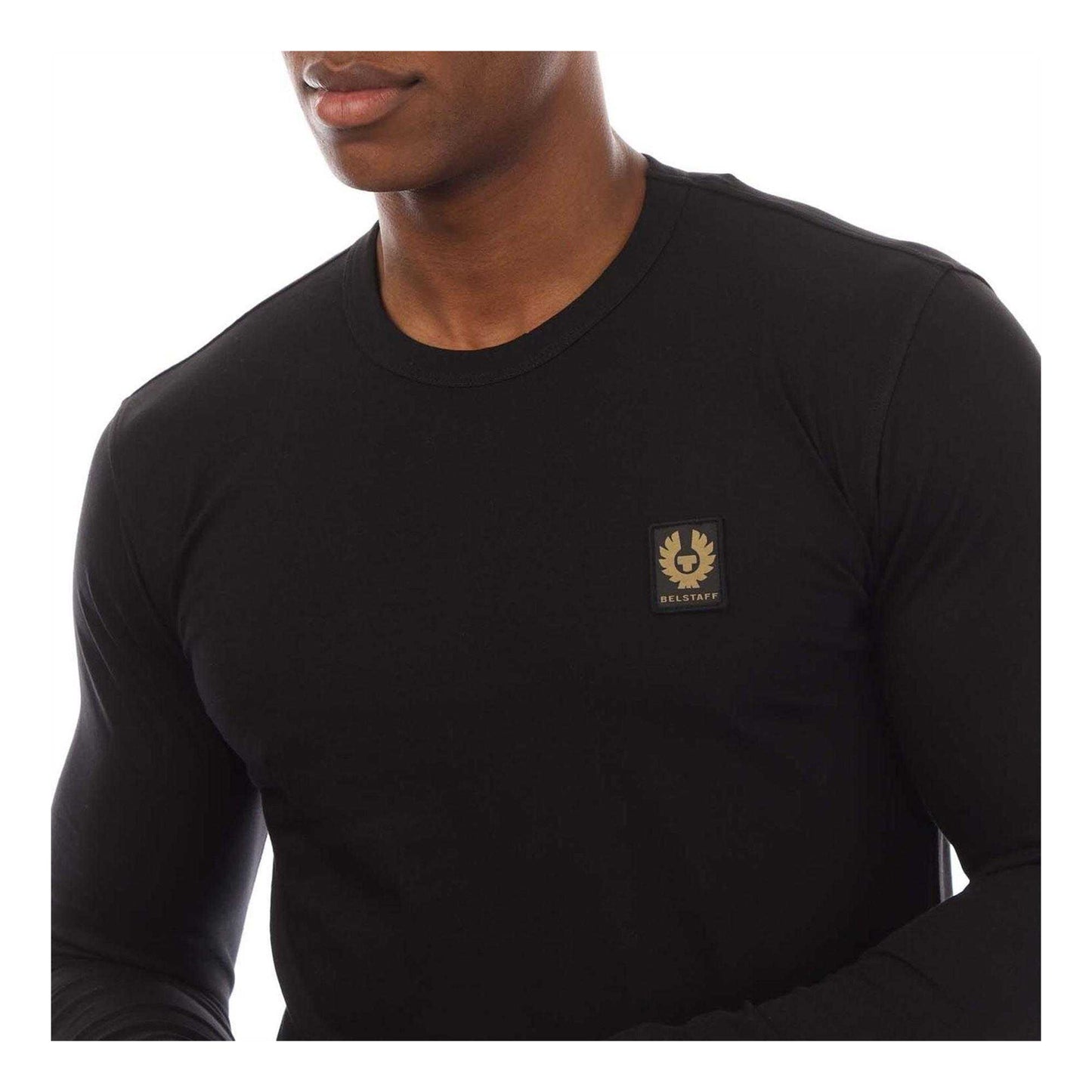 Black - Side - Belstaff Mens Slim Long-Sleeved T-Shirt
