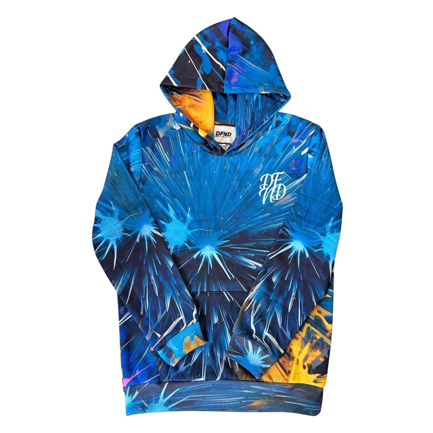 Blue-Yellow - Front - London Unisex Adult Hoodie