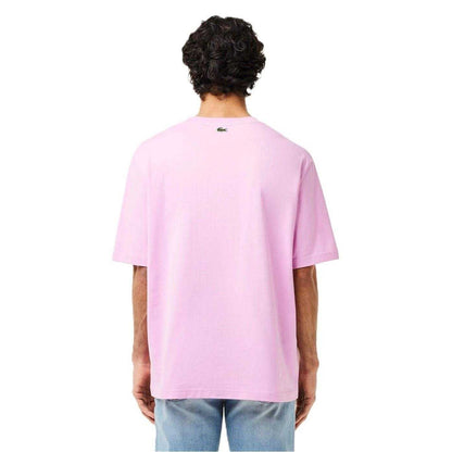 Pink - Back - Lacoste Mens Logo Oversized T-Shirt