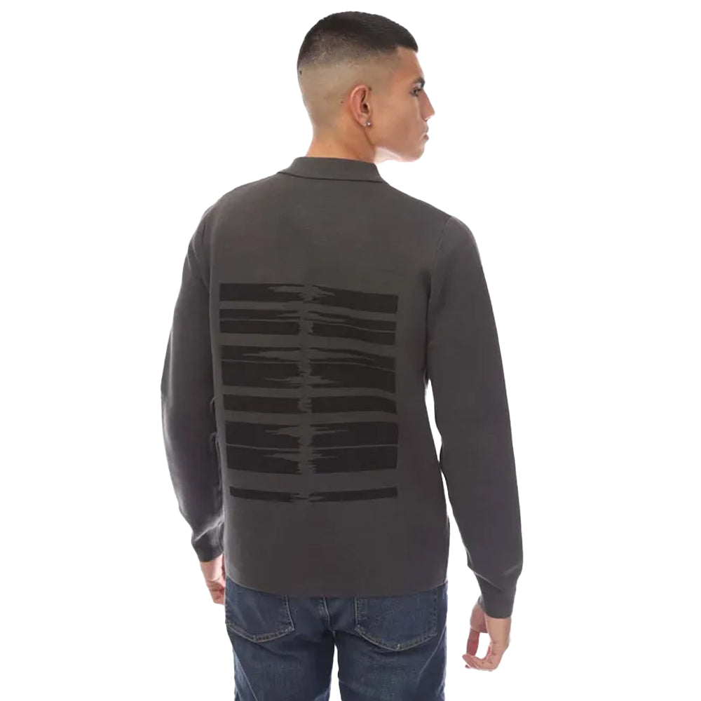 Gunmetal - Back - Fred Perry Mens Graphic Print Cardigan