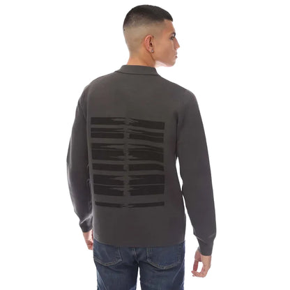 Gunmetal - Back - Fred Perry Mens Graphic Print Cardigan