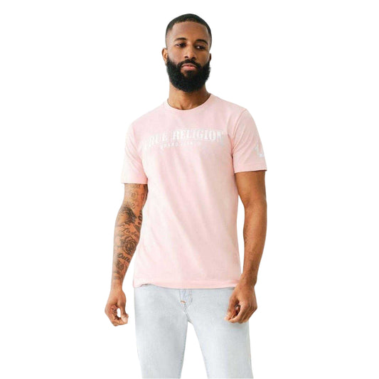 Pink - Front - True Religion Mens Logo Foil Crew Neck T-Shirt