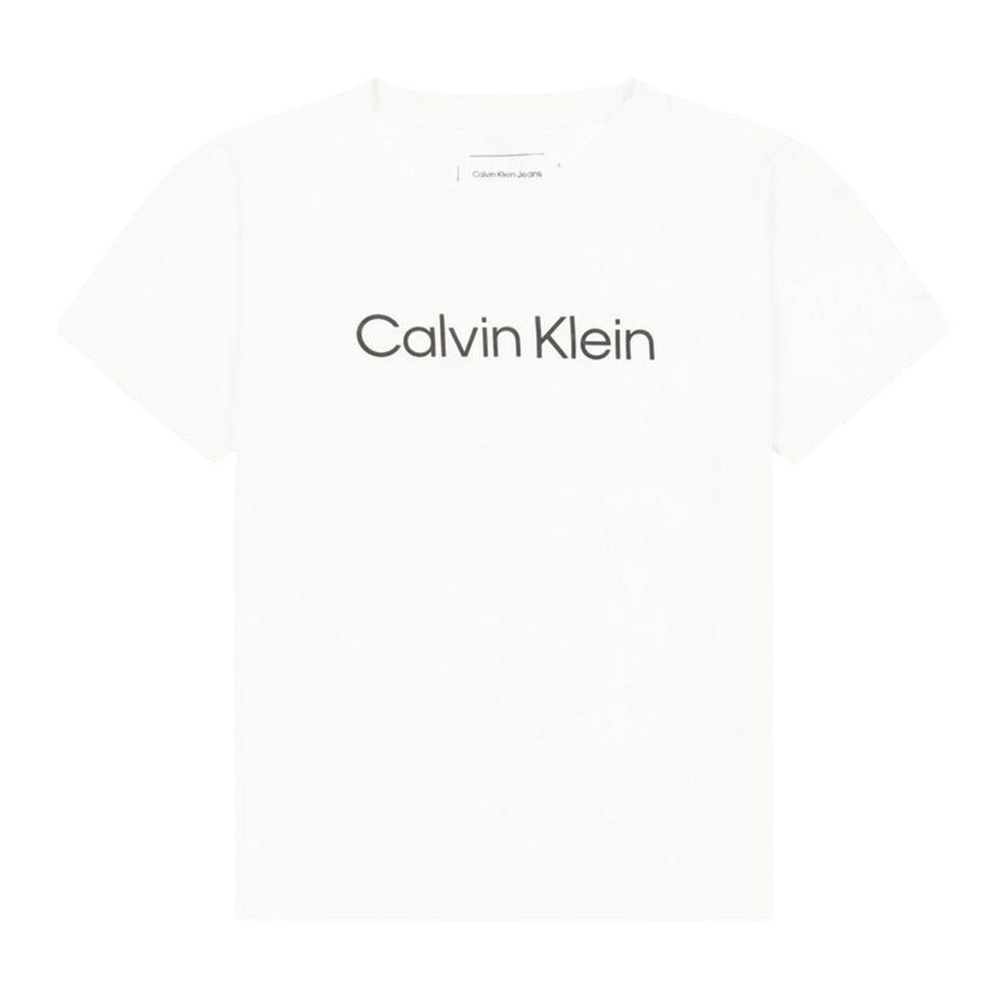 White - Front - Calvin Klein Childrens-Kids Logo T-Shirt