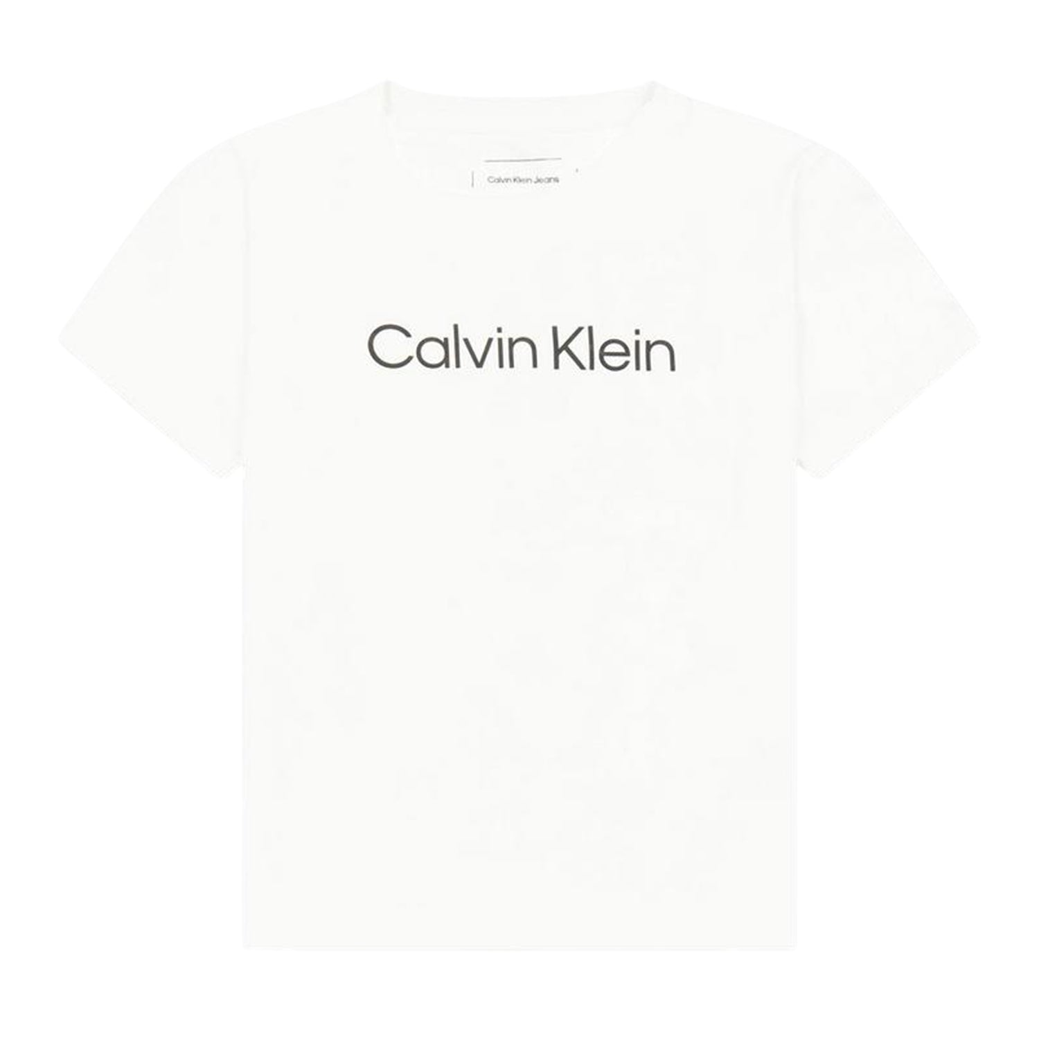 White - Front - Calvin Klein Childrens-Kids Logo T-Shirt