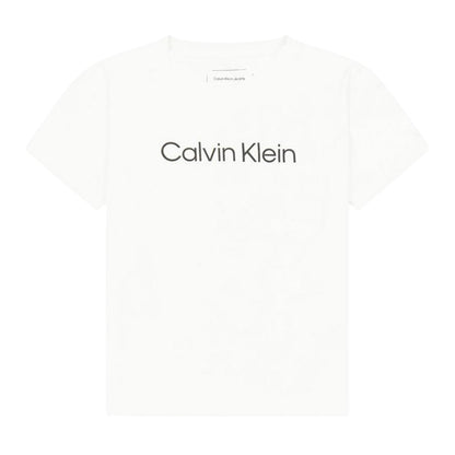 White - Front - Calvin Klein Childrens-Kids Logo T-Shirt