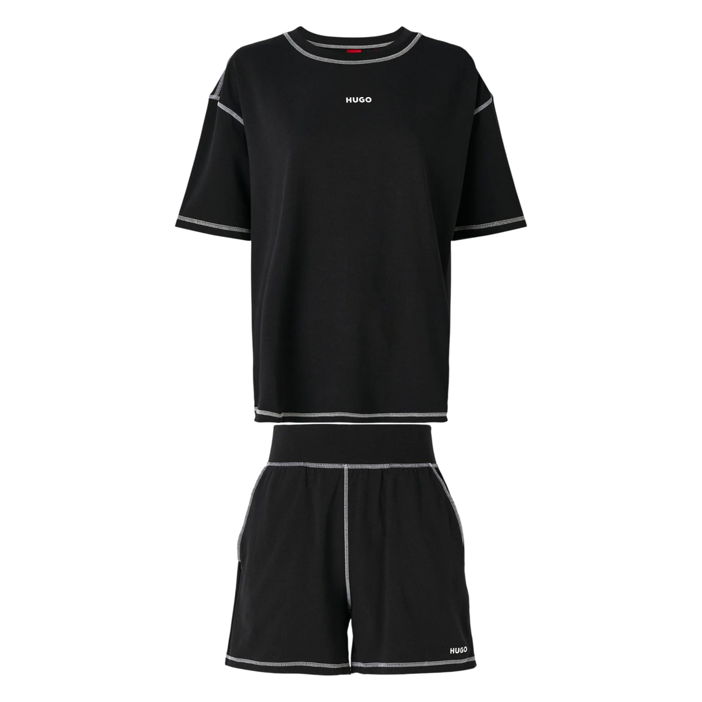Black - Front - Hugo Womens-Ladies Nite Pyjama Set