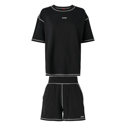Black - Front - Hugo Womens-Ladies Nite Pyjama Set