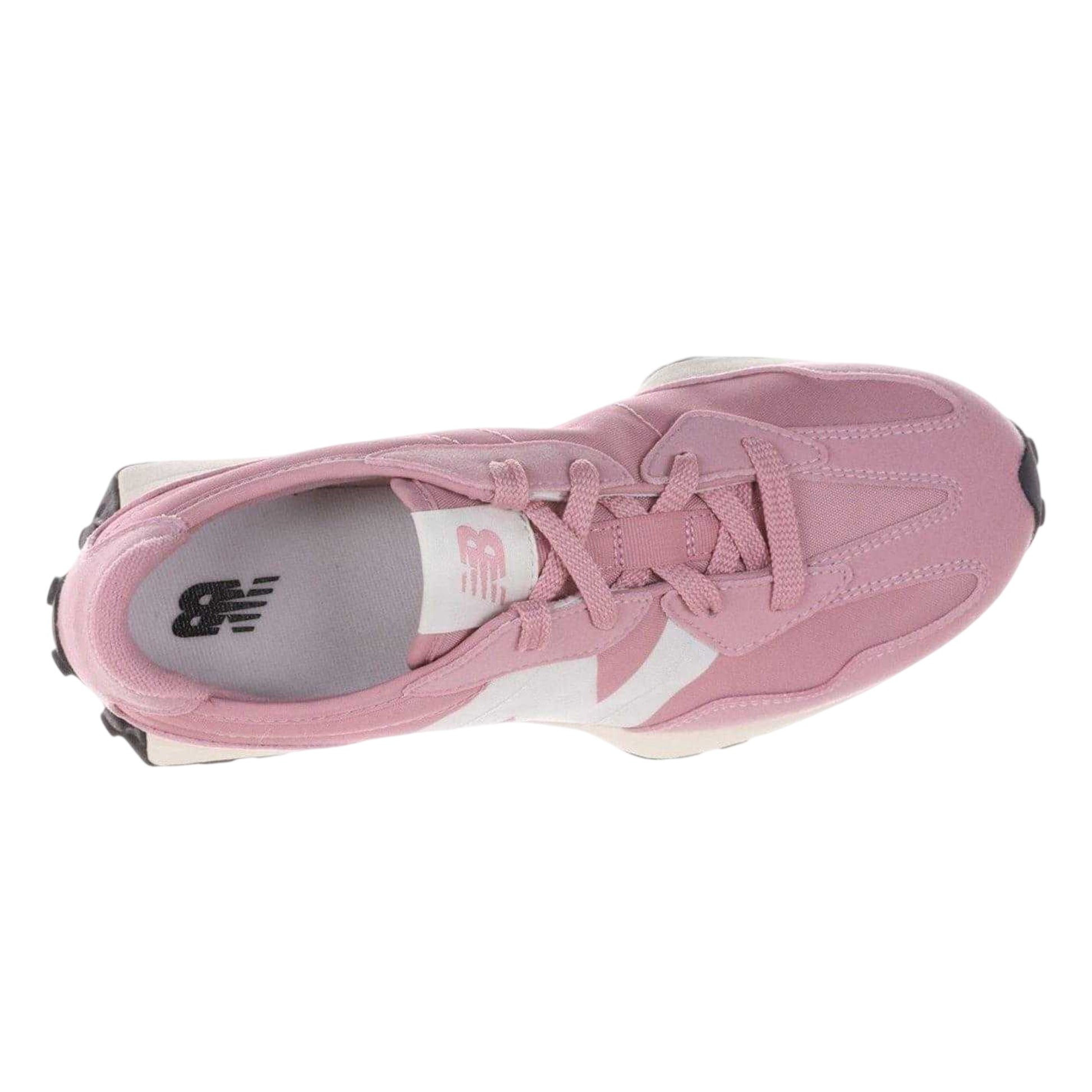 Pink-White - Side - New Balance Childrens-Kids Suede Trainers