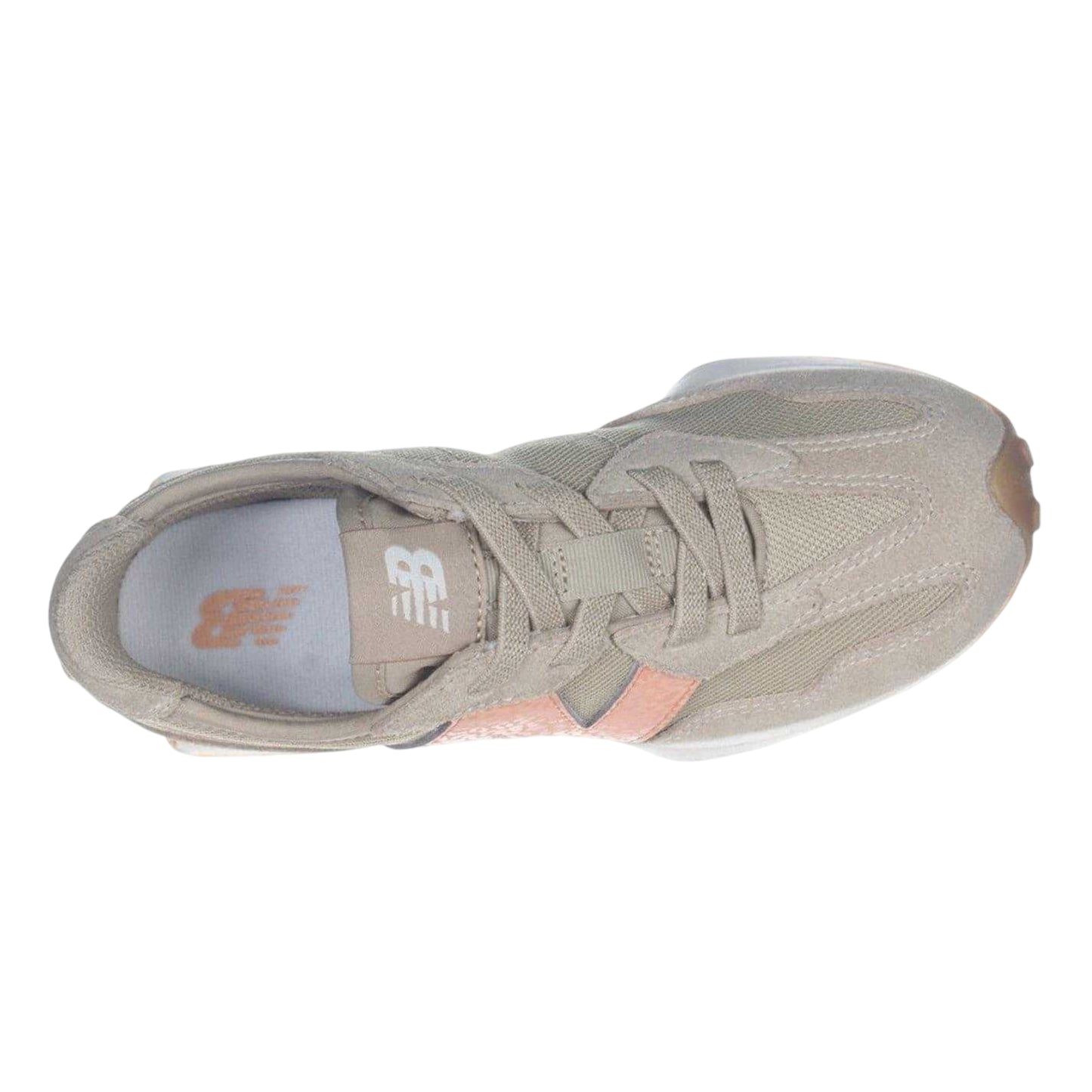 Beige-Orange - Side - New Balance Childrens-Kids Suede Trainers