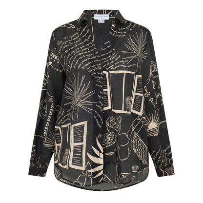 Black-White - Front - Never Fully Dressed Womens-Ladies Palma Miley Lyocell Long-Sleeved Shirt