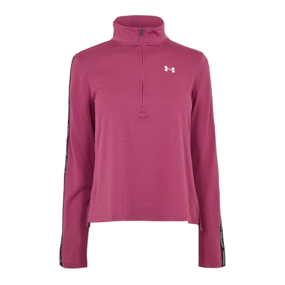 Fuchsia-Dusk - Front - Under Armour Womens-Ladies Zip Neck Workout Technical Top