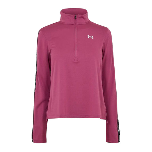 Fuchsia-Dusk - Front - Under Armour Womens-Ladies Zip Neck Workout Technical Top