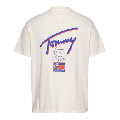 Antique White - Back - Tommy Jeans Mens Faded Relaxed Fit T-Shirt