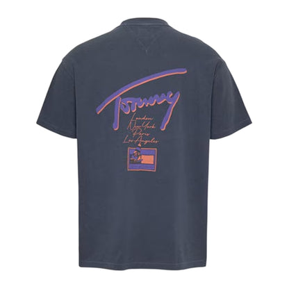 Dark Navy - Back - Tommy Jeans Mens Faded Relaxed Fit T-Shirt