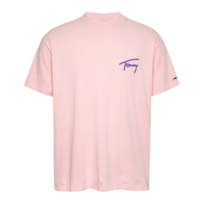 Pink - Front - Tommy Jeans Mens Faded Relaxed Fit T-Shirt