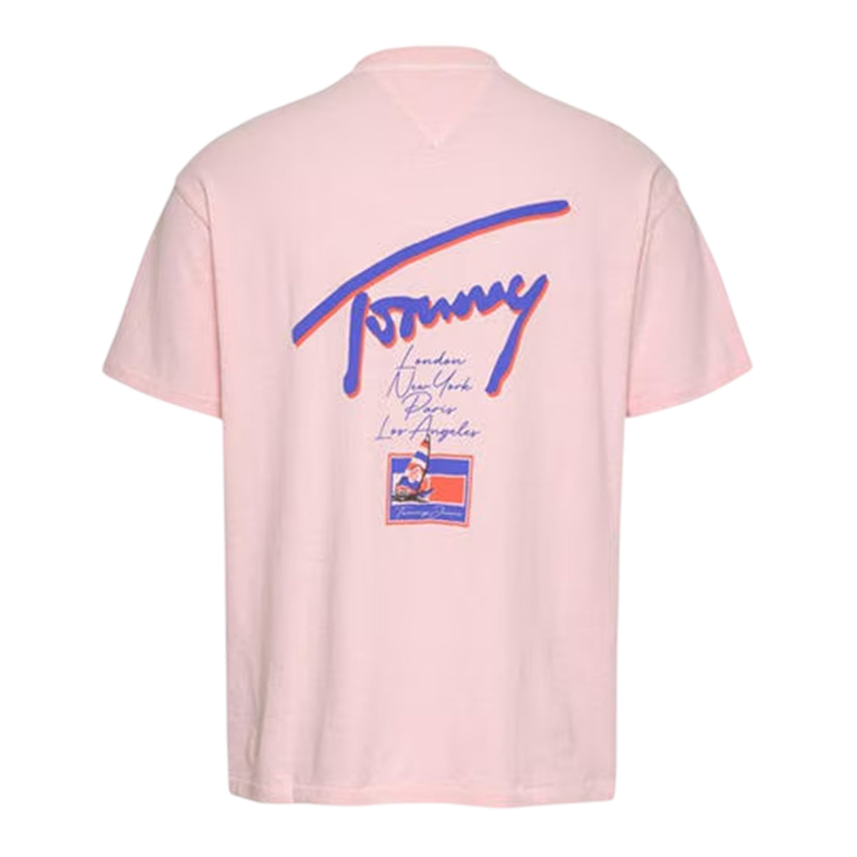 Pink - Back - Tommy Jeans Mens Faded Relaxed Fit T-Shirt