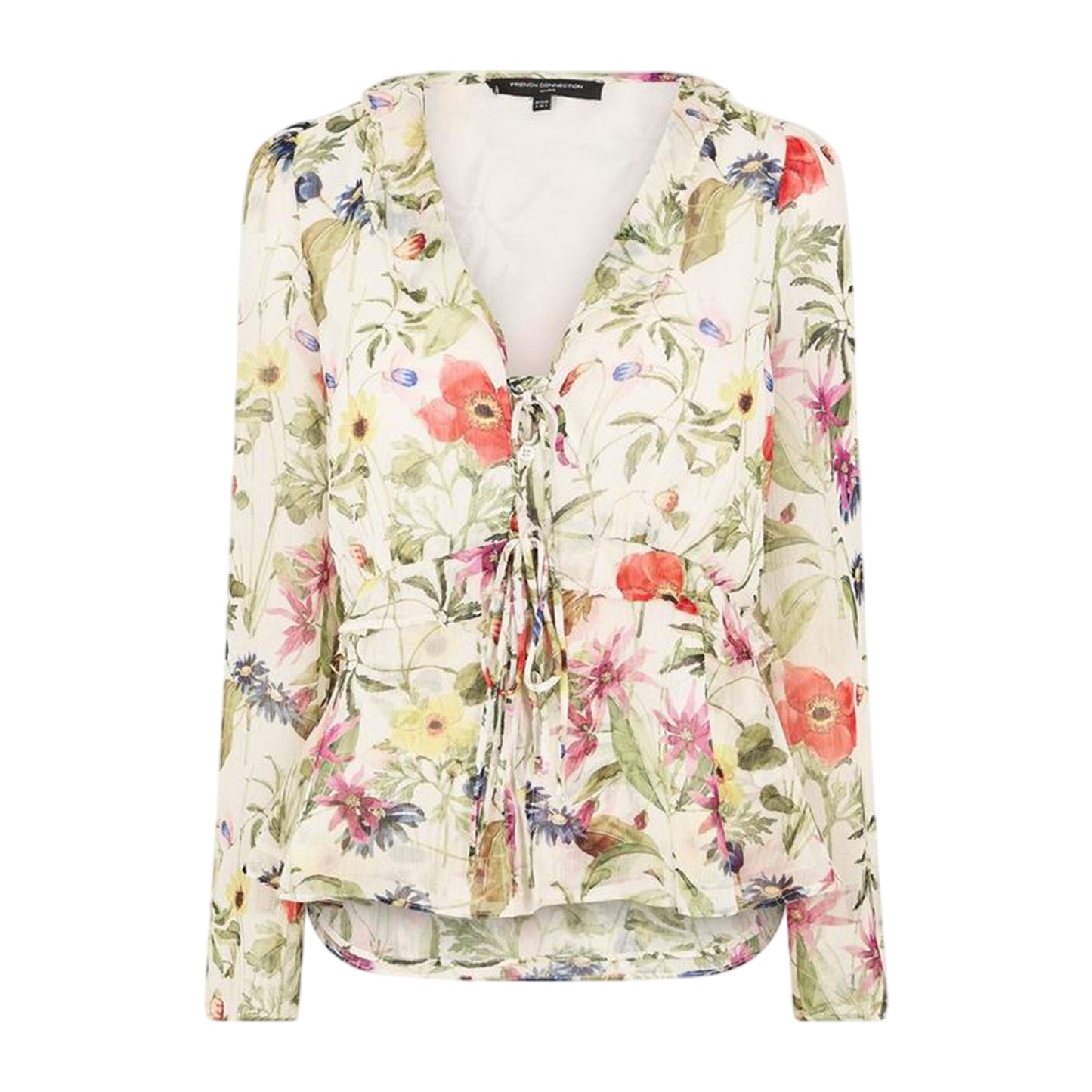 White-Multicoloured - Front - French Connection Womens-Ladies Monica Long-Sleeved Blouse