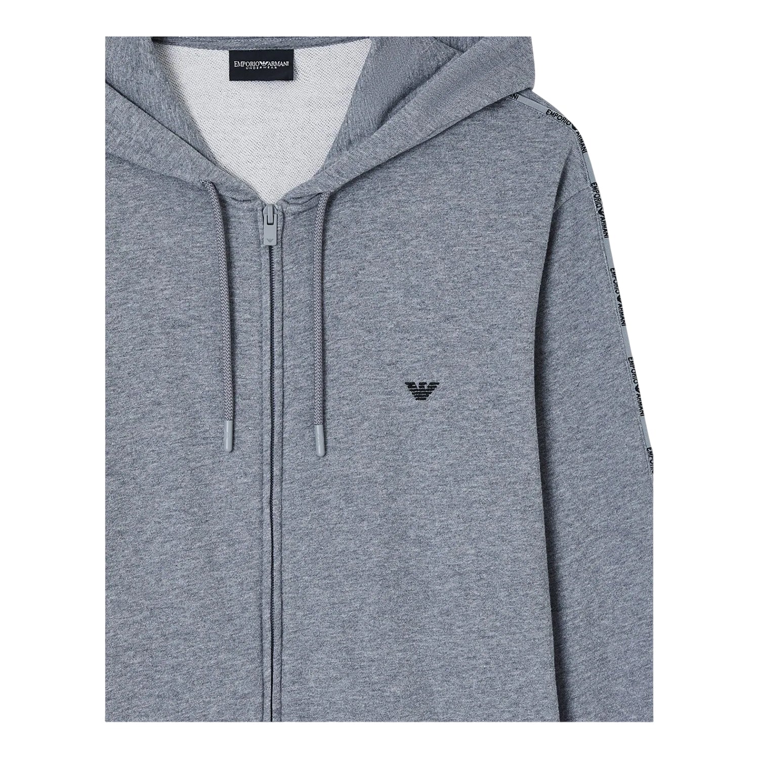 Grey Melange - Back - Emporio Armani EA7 Mens Full Zip Hoodie