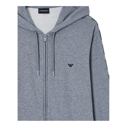 Grey Melange - Back - Emporio Armani EA7 Mens Full Zip Hoodie