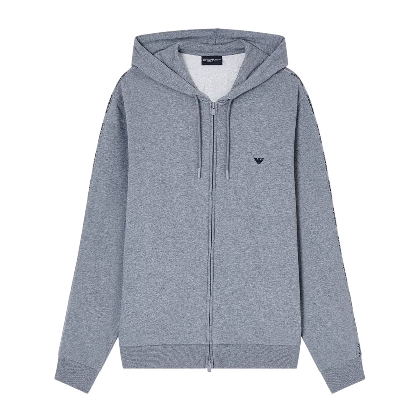 Grey Melange - Front - Emporio Armani EA7 Mens Full Zip Hoodie