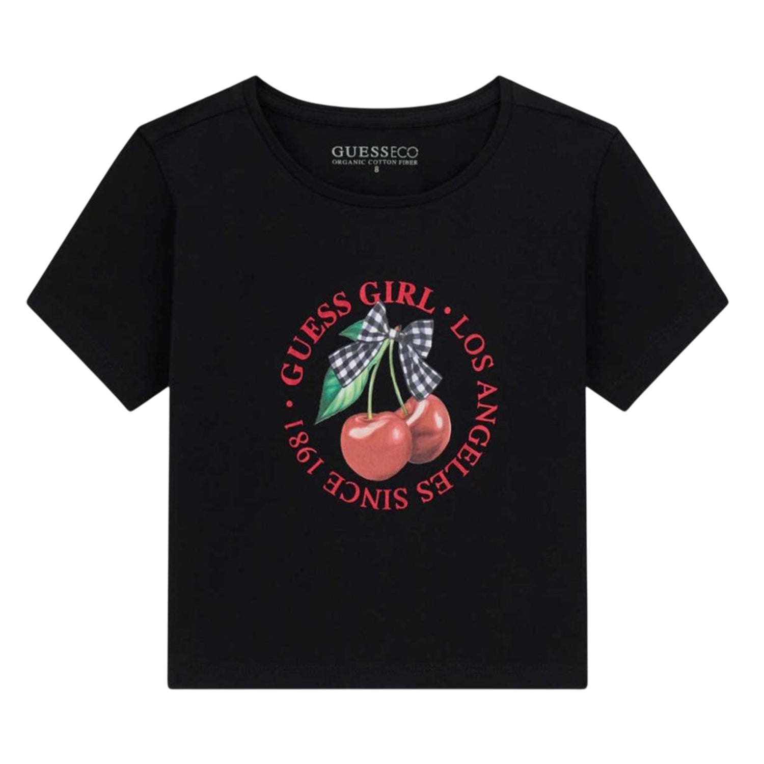Jet Black - Front - Guess Girls Graphic Print Crop Top
