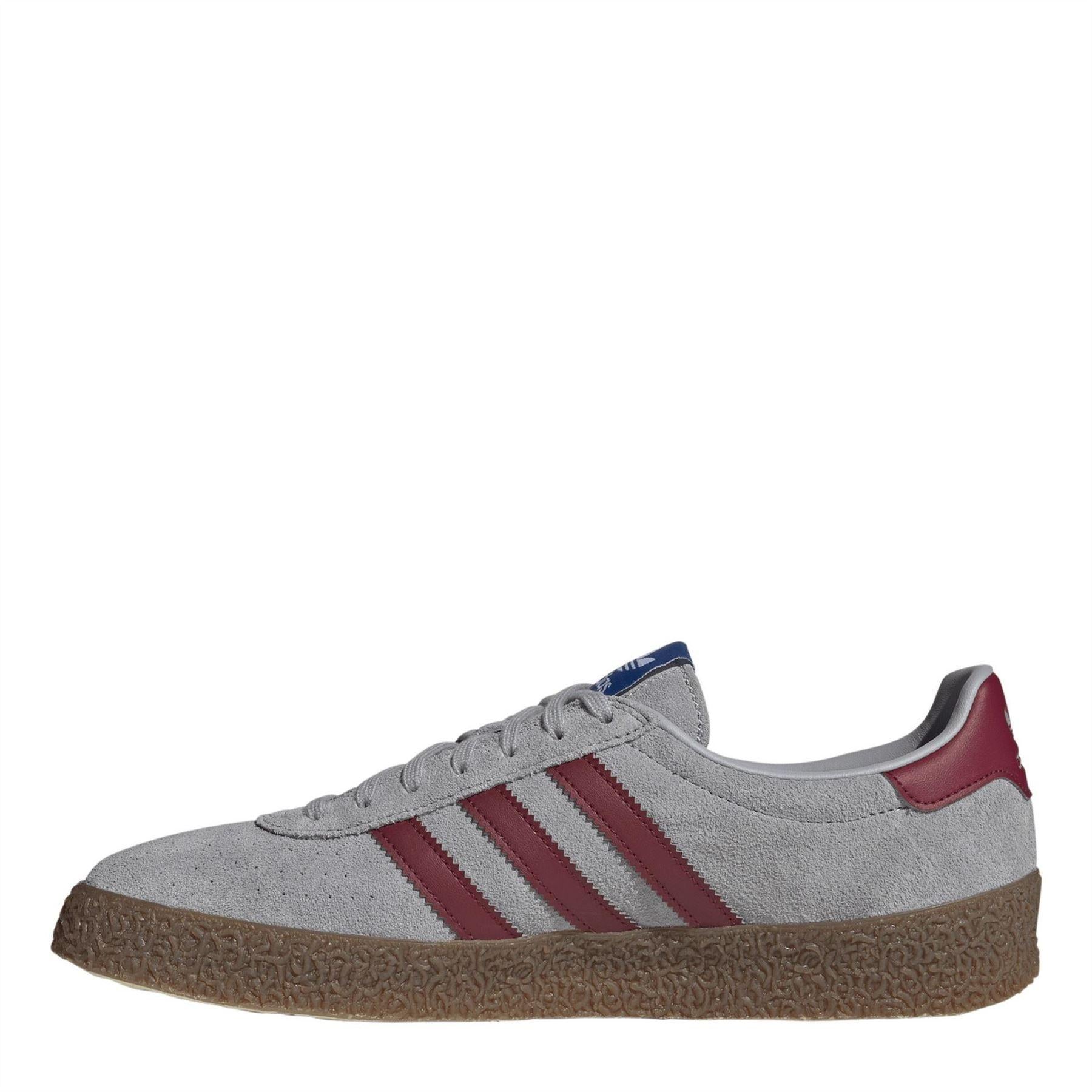 Grey-Red - Back - Adidas Mens Originals Montreal 3 Stripes Suede Trainers