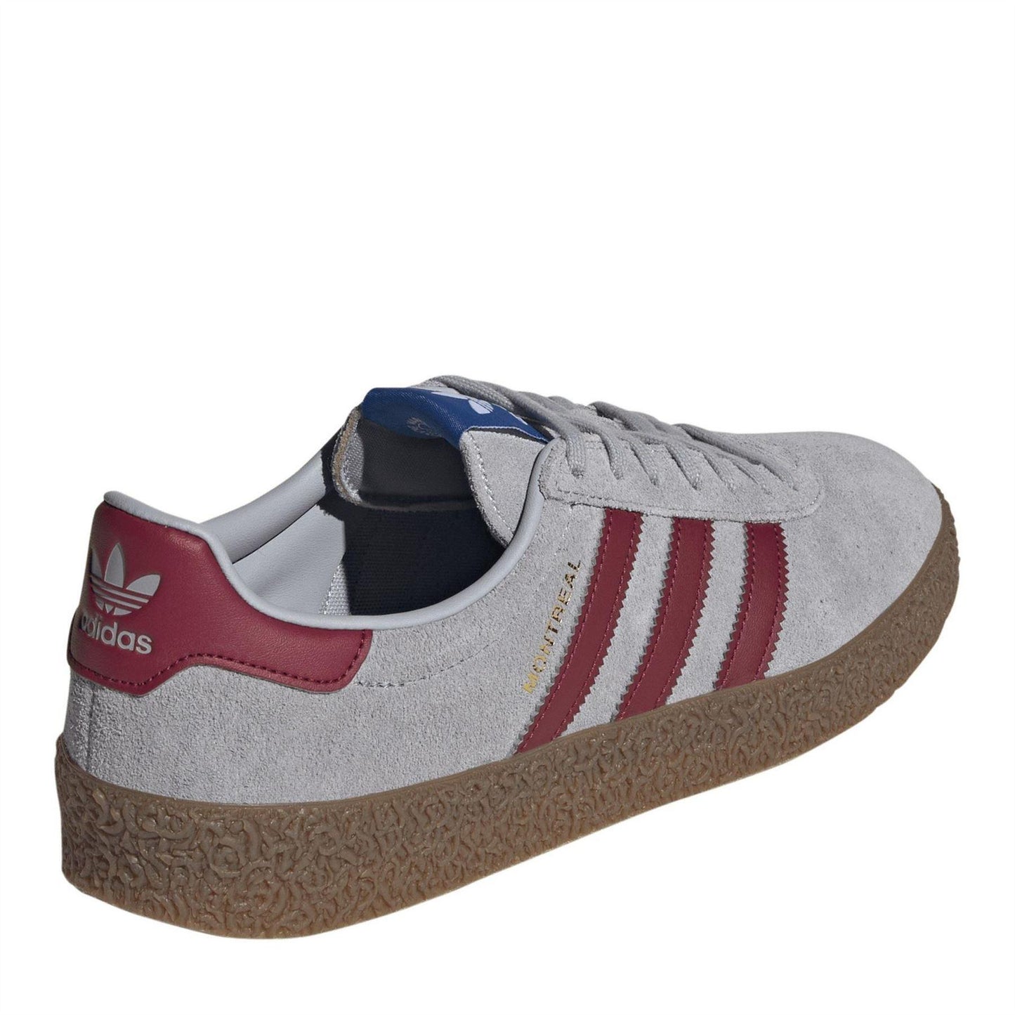 Grey-Red - Lifestyle - Adidas Mens Originals Montreal 3 Stripes Suede Trainers